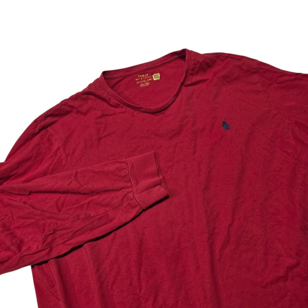 Polo Ralph Lauren Long Sleeve‎ T-Shirt Mens XXL Red Crew Neck Pony Logo Cotton